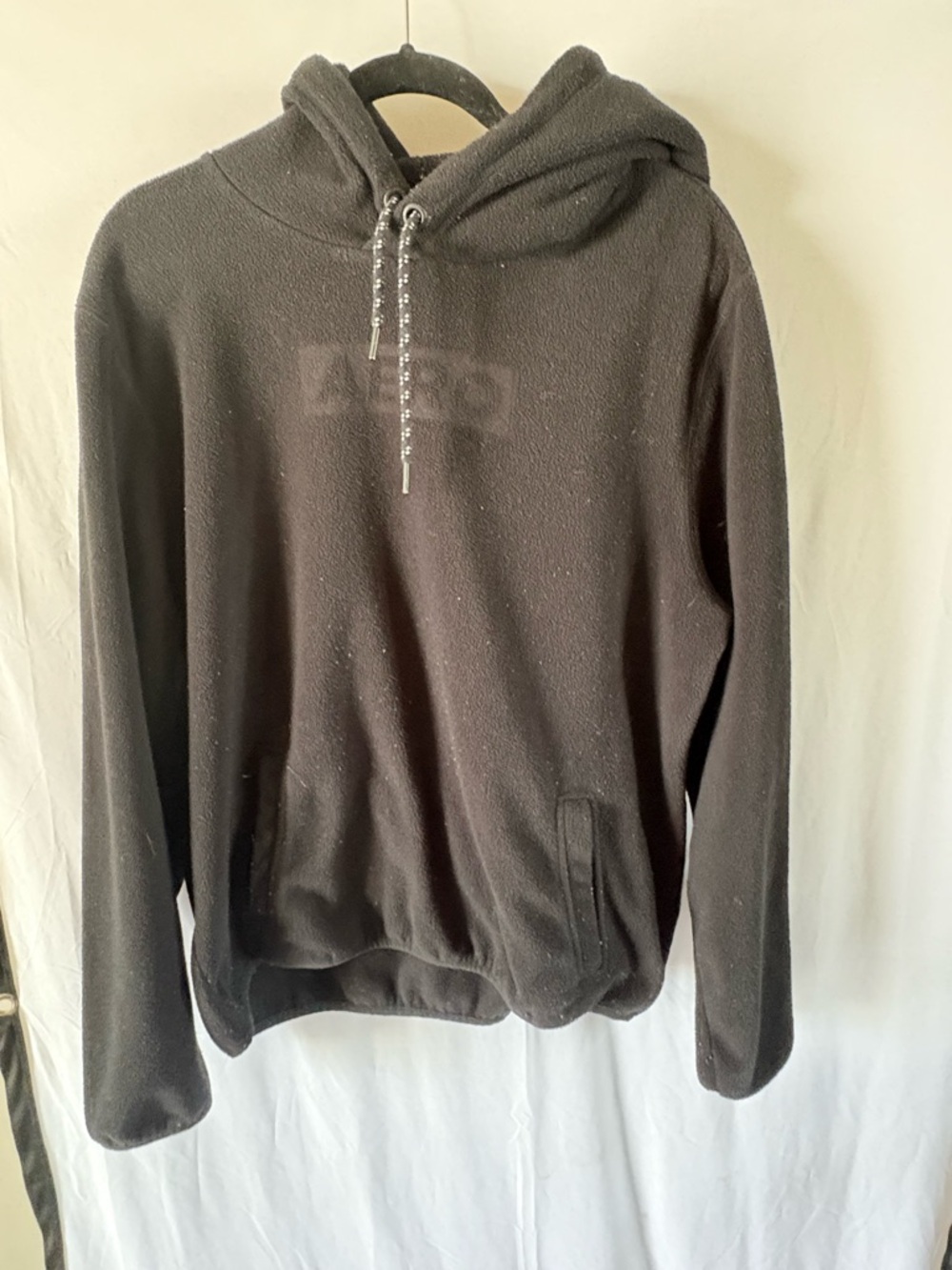 Aeropostale Men's Black Fleece Hoodie with Logo Drawcord